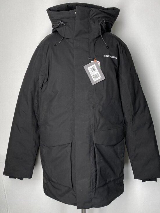 Didriksons Men’s Akilles USX Hooded Parka Coat Size M Black - Picture 1 of 16